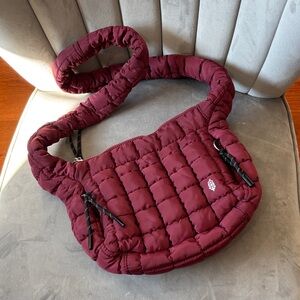 Free People Burgundy Quilted Baby Carryall Sling Bag